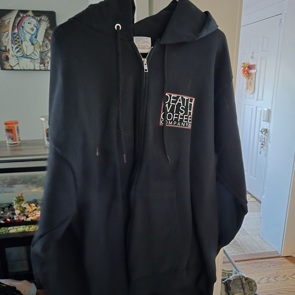 Death Wish Coffee Black Hoodie Zip L